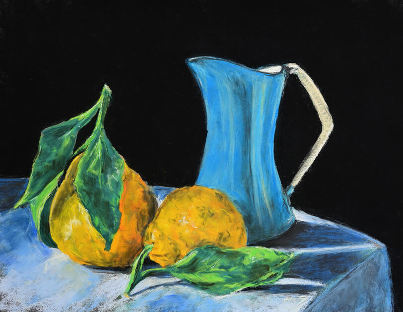 Still Life with Lemons | 2022 | soft pastels on 30x40cm pastelmat | AVAILABLE
